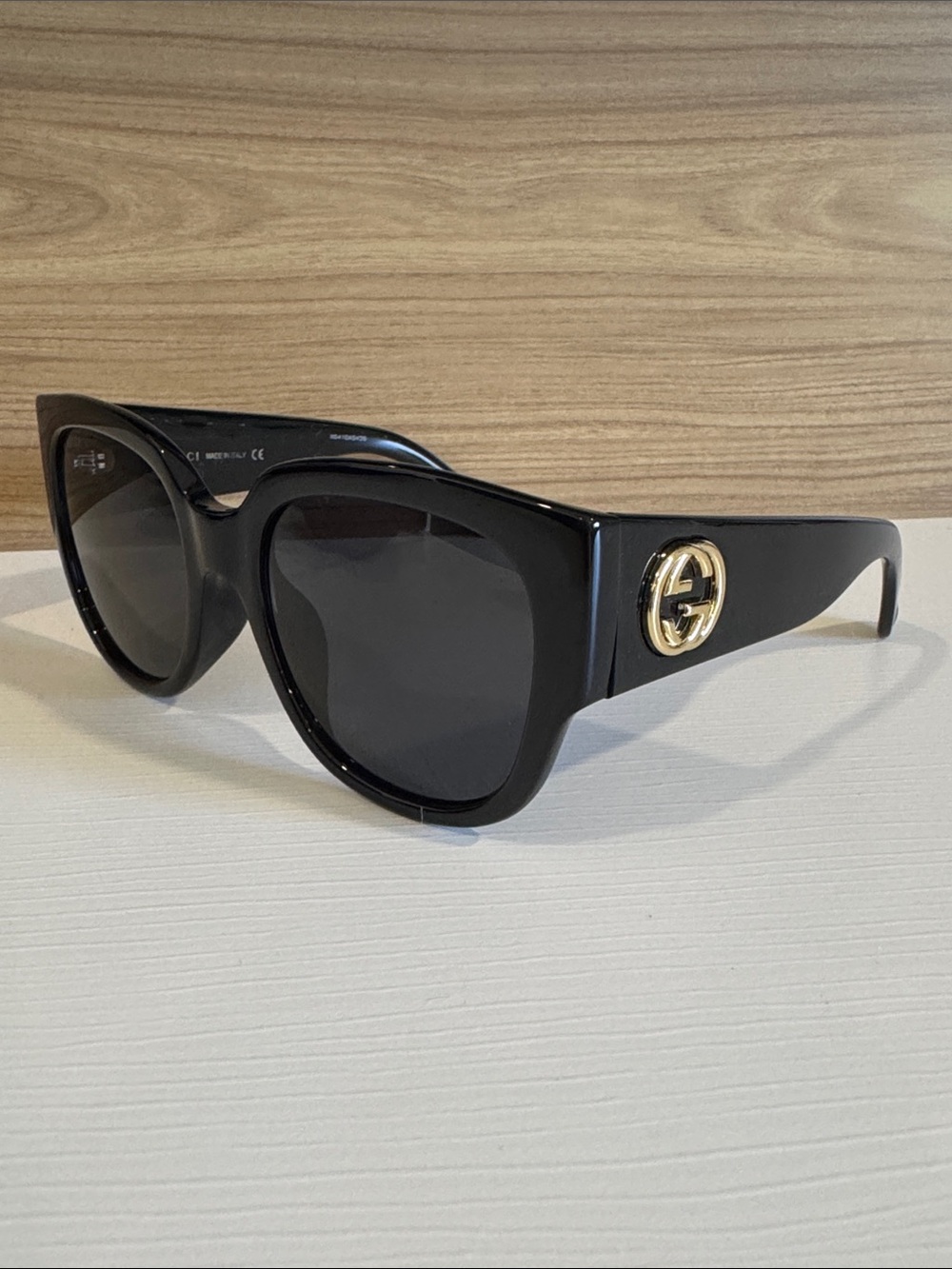 Gucci Black Oversized Sunglasses with Gold Logo Accent